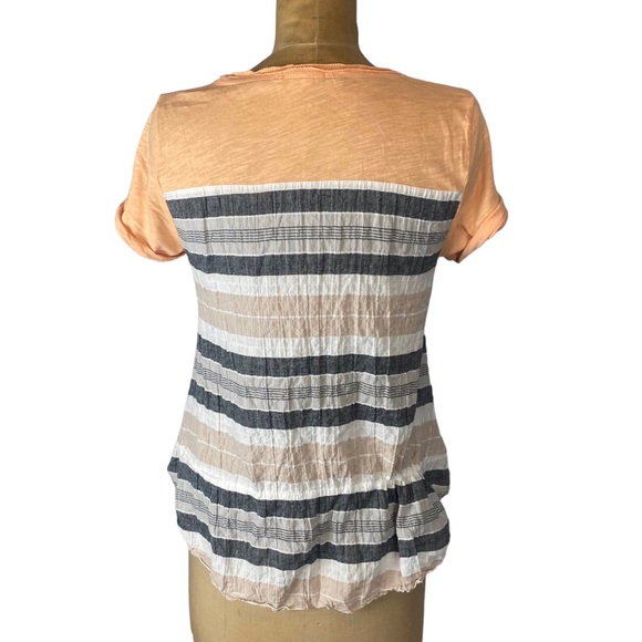 Little Yellow Button (Anthropologie) Peach/Striped Casual Tee Size S - Picture 6 of 15